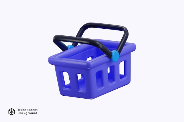 icono de la canasta de compras renderizado en 3D