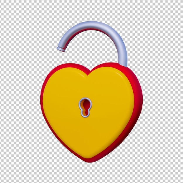 Icono de candado de amor 3D