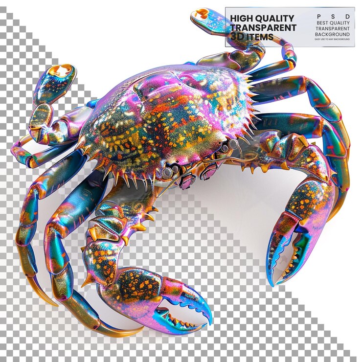 PSD icono de cangrejo en 3d un icono de canguato en 3d colorido que representa un crustáceo en un fondo transparente