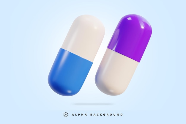 icono de cápsula de medicina 3d render ilustración vectorial