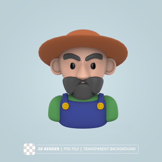 ICONO DE CARÁCTER DE LOS AGRICULTORES RENDIMIENTO 3D AISLADO