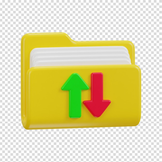 Icono de carpeta 3d Fecha de transferencia de conceptos en la información relacionada con la tecnología informática