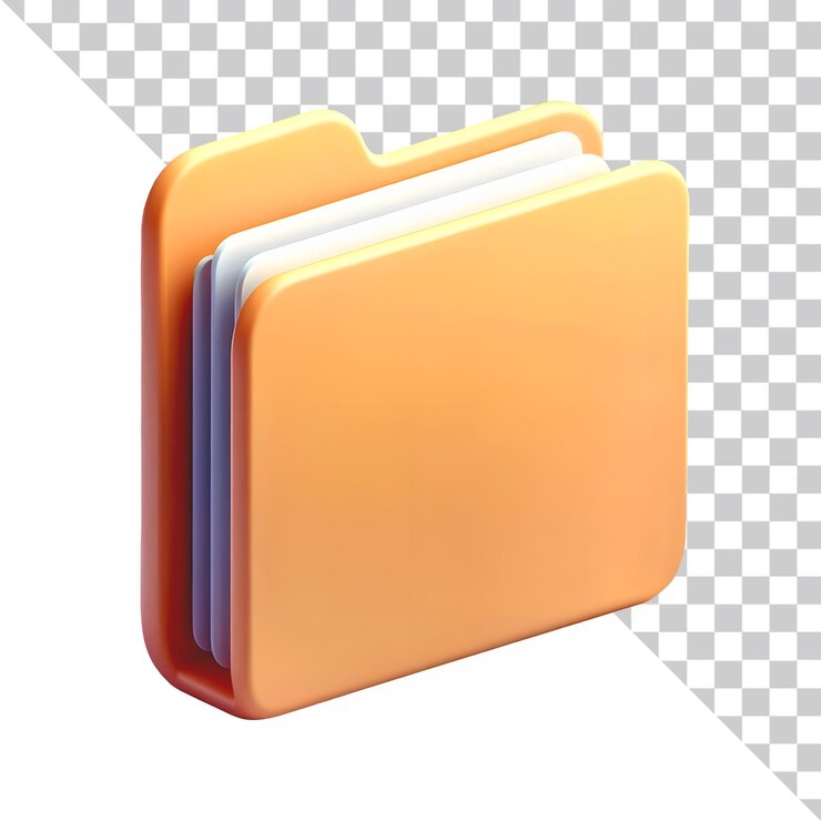 Ícono de carpeta 3D en un fondo transparente