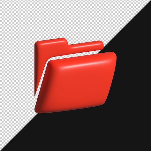 Icono de carpeta 3D en rojo