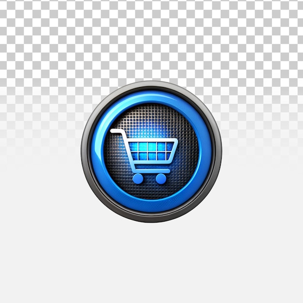 Icono de carrito de compras 3D aislado en un fondo transparente