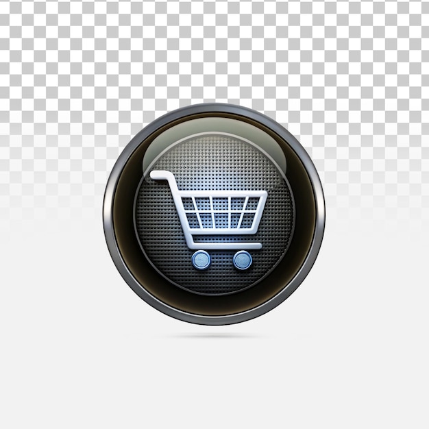 Icono de carrito de compras 3D aislado en un fondo transparente