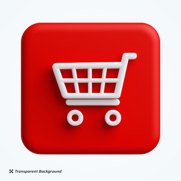 Icono del carrito de compras 3D Icono 3D en fondo transparente