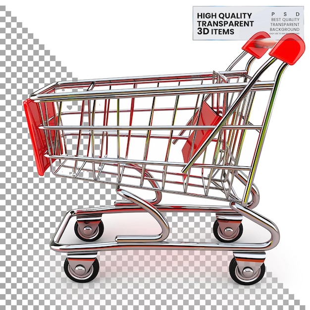 Icono del carrito de compras 3D Un icono colorido del carro de compras que representa el comercio minorista en un fondo transparente