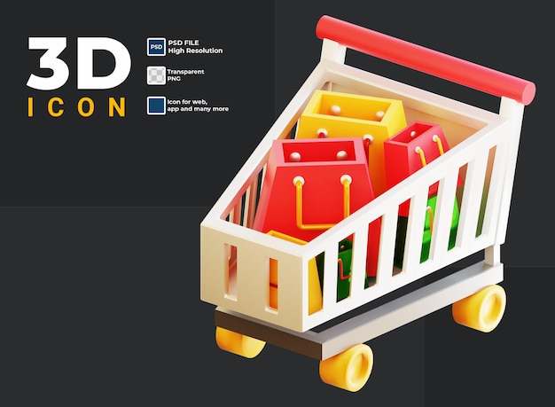 PSD icono del carrito de compras 3d