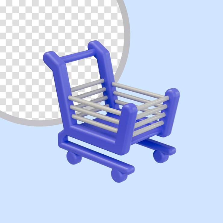 PSD icono de carrito de compras con apariencia de dibujos animados concepto de procesamiento 3d para el producto de adiós del centro comercial y colocar el carro