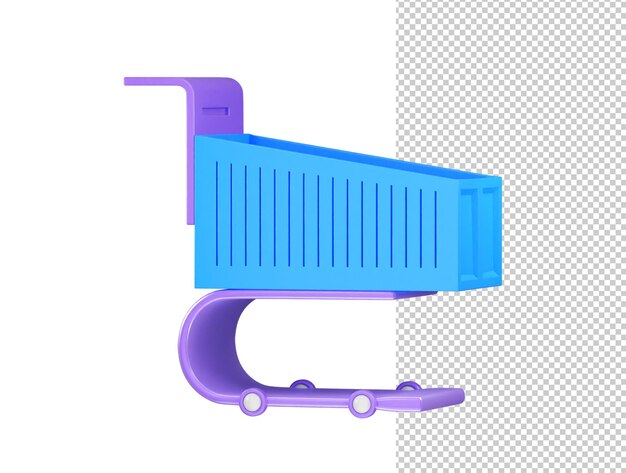icono del carrito de compras ilustración vectorial de renderización 3D