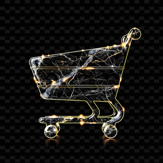 PSD icono de carrito de compras de mármol brillante y translúcido con contorno de ou forma y2k decorativo de tendencia