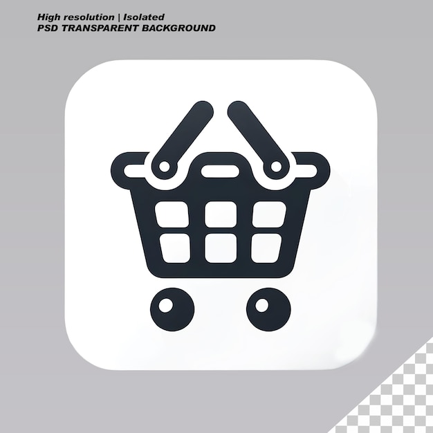 Icono del carrito de compras neumórfico símbolo de la canasta de la tienda ui ux app web