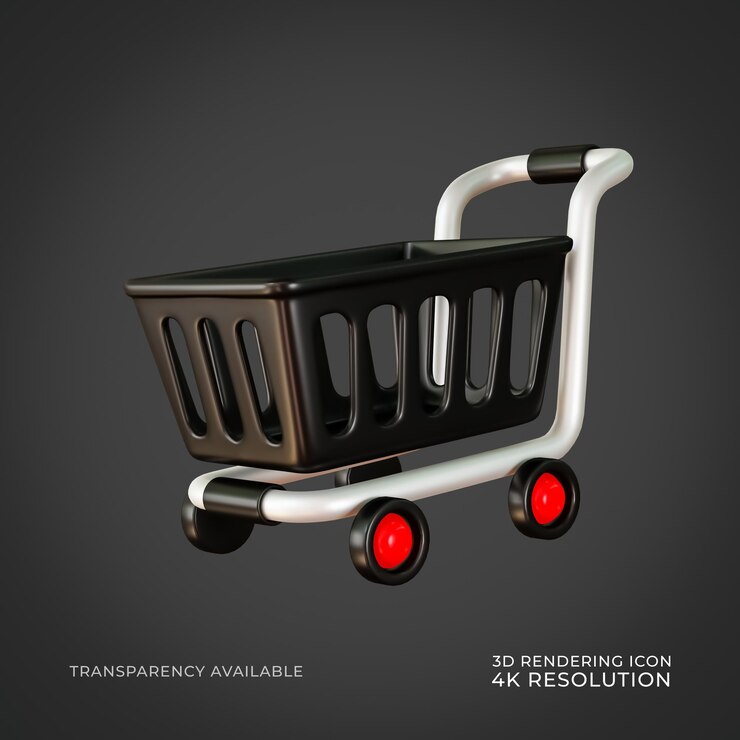 PSD icono del carrito de compras del viernes negro ilustración de renderización 3d aislada
