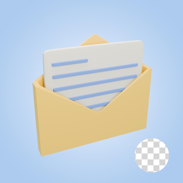 El icono de la carta de correo 3d