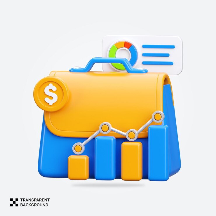 PSD el icono de la cartera financiera del renderizador psd 3d