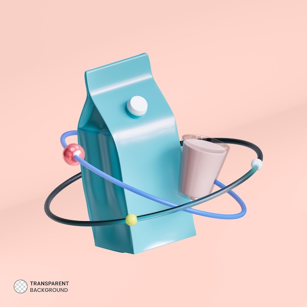 Icono de cartón de leche aislado 3d render ilustración