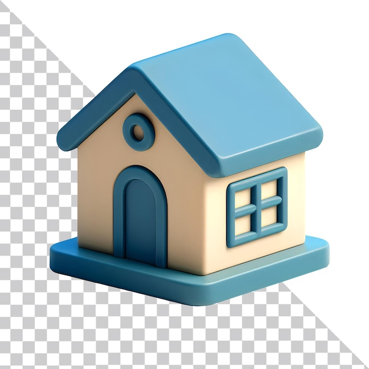 Icono de la casa 3d Ilustración de la representación del icono de la casa ui