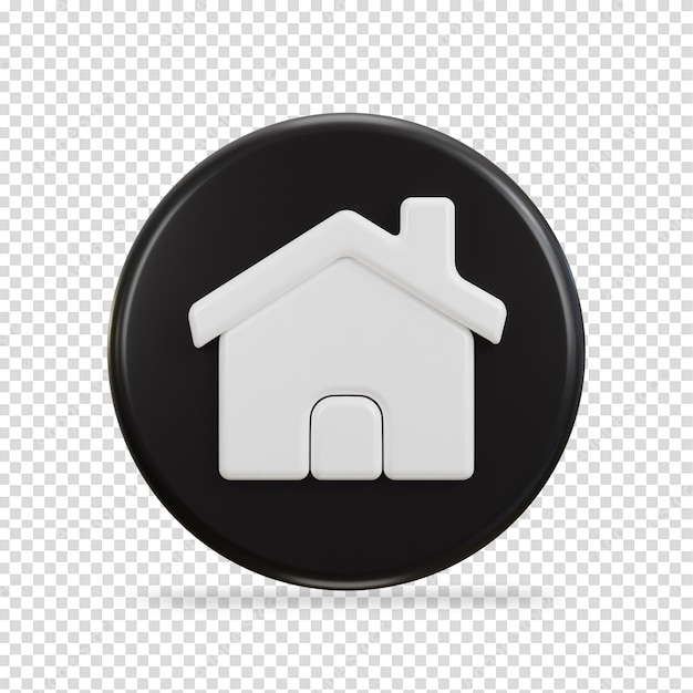 PSD icono de casa con círculo botón negro icono web ilustración vectorial