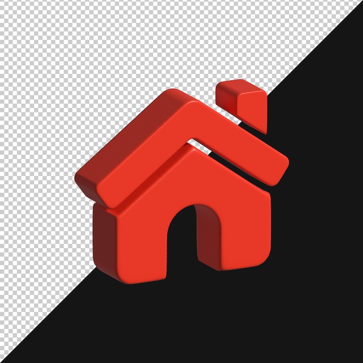 PSD el icono de la casa roja en 3d