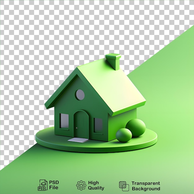 PSD el icono de la casa verde 3d aislado en un fondo transparente incluye un archivo png