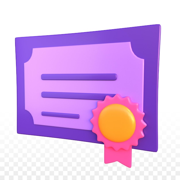 PSD icono de certificado 3d con fondo transparente