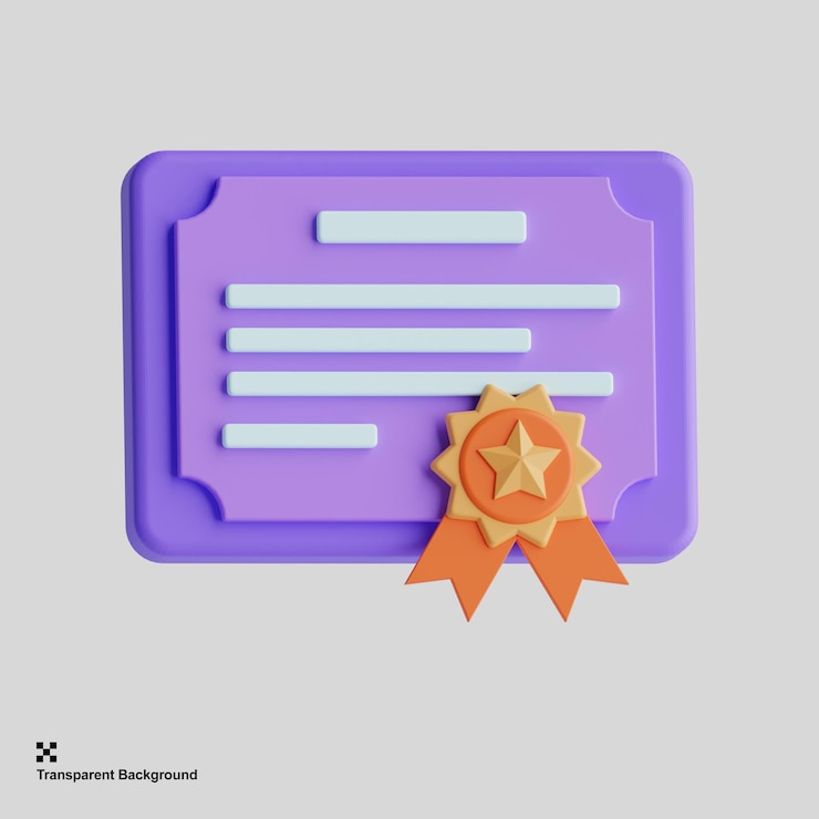 PSD icono de certificado 3d