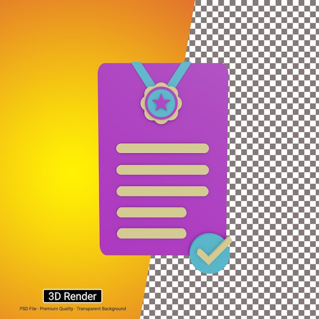 PSD icono de certificado 3d