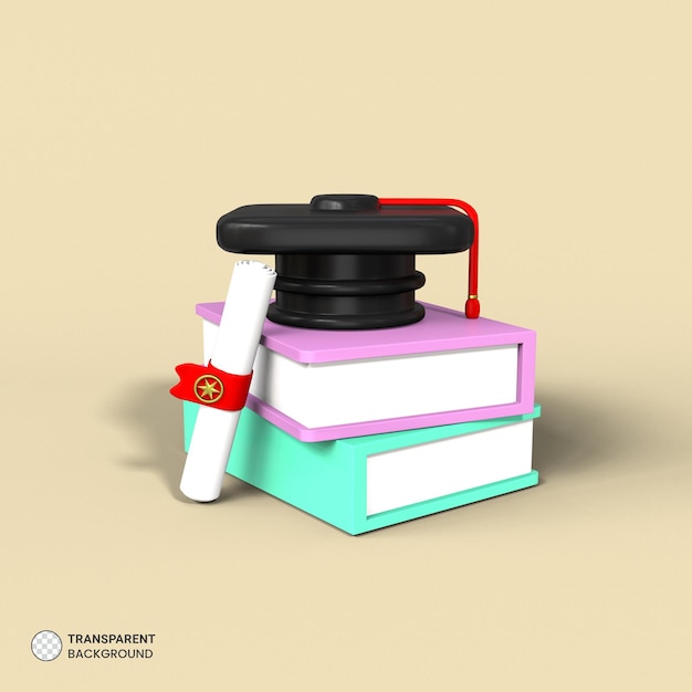 Icono de certificado de graduación aislado 3d render ilustración