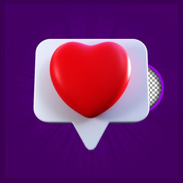 PSD icono de chat de amor de renderizado 3d