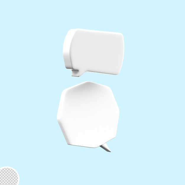 PSD icono de chat de burbujas blancas mínimas 3d icono de mensajes de fondo transparente ilustración de representación 3d