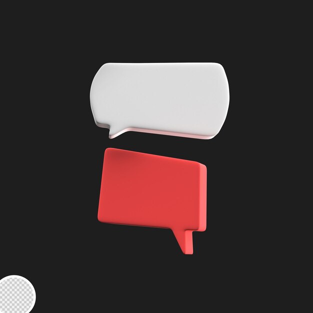 icono de chat de voz de burbujas blancas rojas mínimas 3d icono de mensajes de globo de conversación ilustración de representación 3d