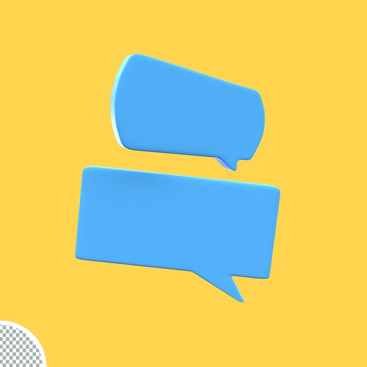 PSD icono de chat de voz de burbujas simples azules mínimo 3d icono de mensajes de globo de conversación ilustración de procesamiento 3d