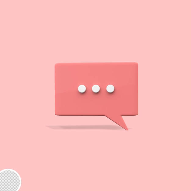 Icono de chat de voz de burbujas simples rosadas mínimas 3d icono de mensajes de globo de conversación ilustración de procesamiento 3d