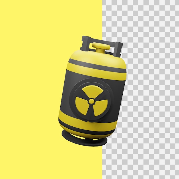 PSD icono de cilindros de gas nuclear de renderizado 3d