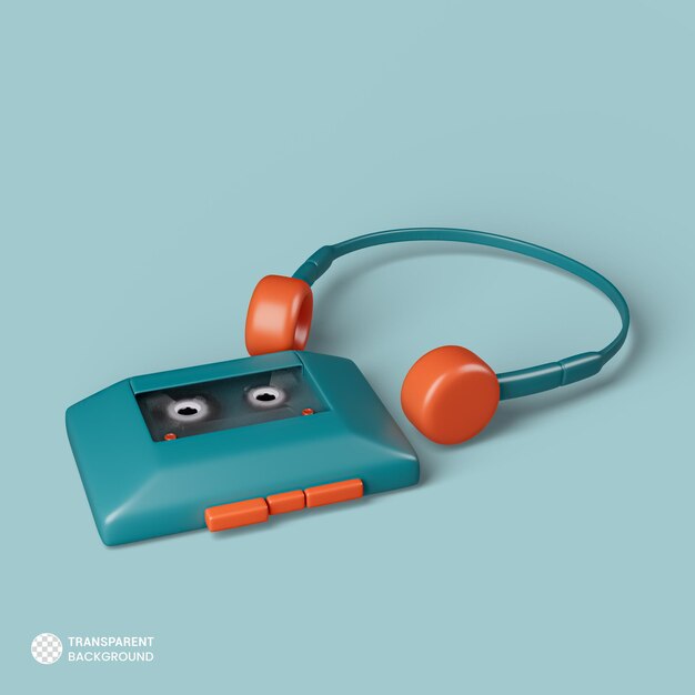 Icono de cinta de casete retro Ilustración de procesamiento 3d aislado