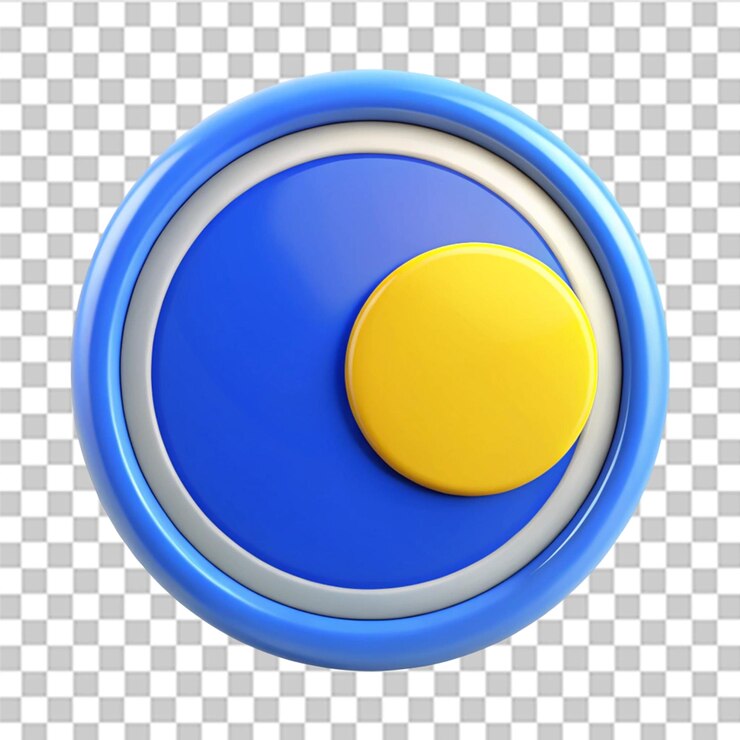 PSD icono de círculos azules y amarillos aislados sobre un fondo transparente