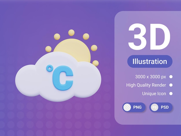 Icono de clima soleado de renderizado 3d