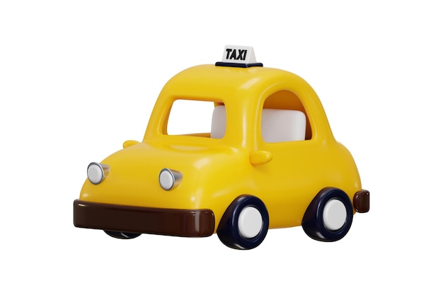 Icono de coche de taxi 3d representa el concepto de vehículo de taxi ilustración vectorial de diseño de automóvil de transporte callejero