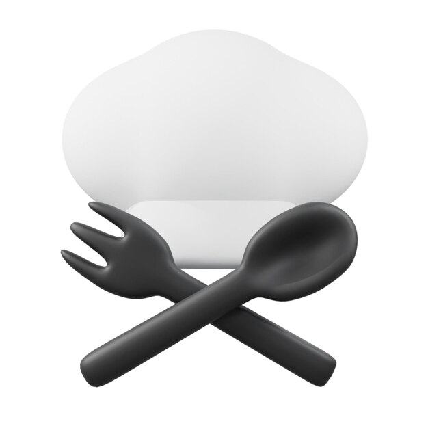 Icono de cocina en 3d, icono de cocinero mínimo