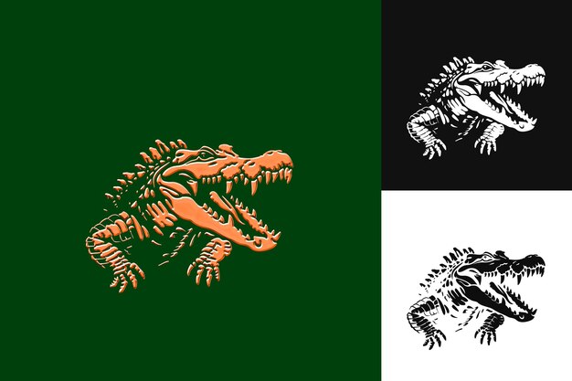Icono de cocodrilo Emblema dentado con frontera de pantano Intenta Croc Ilustración de animales Diseño artístico vectorial