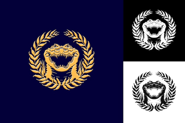 Icono de cocodrilo Forma del hocico con escala como borde Poderoso una ilustración Diseño artístico vectorial de animales