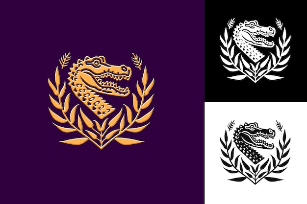 Icono de cocodrilo Forma del hocico con escala como frontera amenazante C Ilustración Diseño artístico vectorial de animales