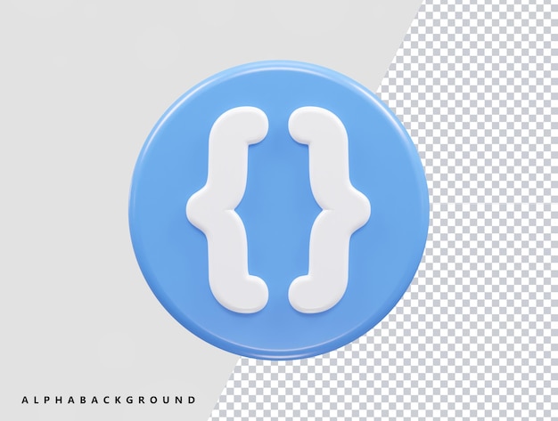 Icono de codificación html representación 3d ilustración vectorial elemento transparente