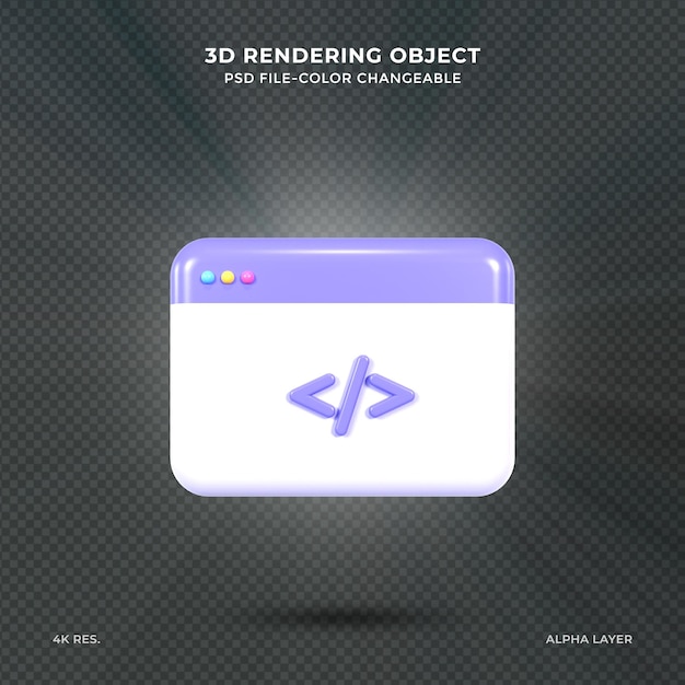 Icono de codificación o logotipo símbolo de signo aislado código de programación icono de desarrollo de producto 3d render