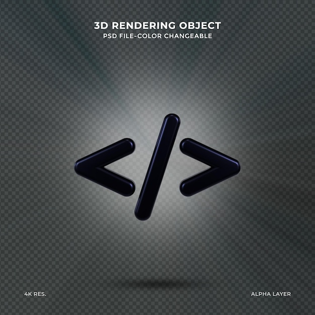 icono de codificación o logotipo símbolo de signo aislado Código de programación icono de desarrollo de producto 3D render