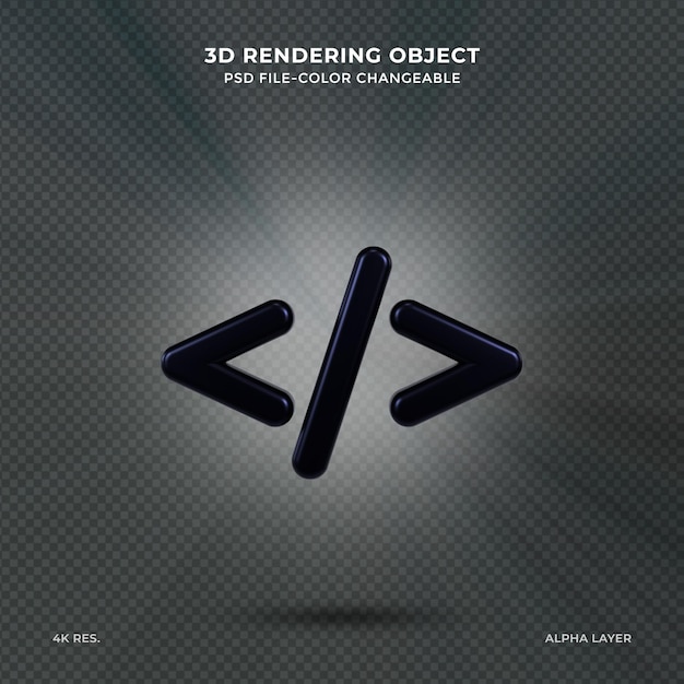 PSD icono de codificación o logotipo símbolo de signo aislado código de programación icono de desarrollo de producto 3d render