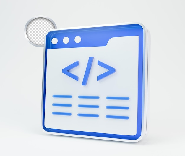 Icono de código 3D Una representación moderna del desarrollo y programación web