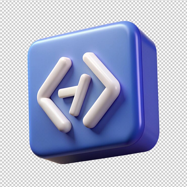 PSD icono de código de programación 3d aislado en fondo blanco desarrollo aislado en background transparente