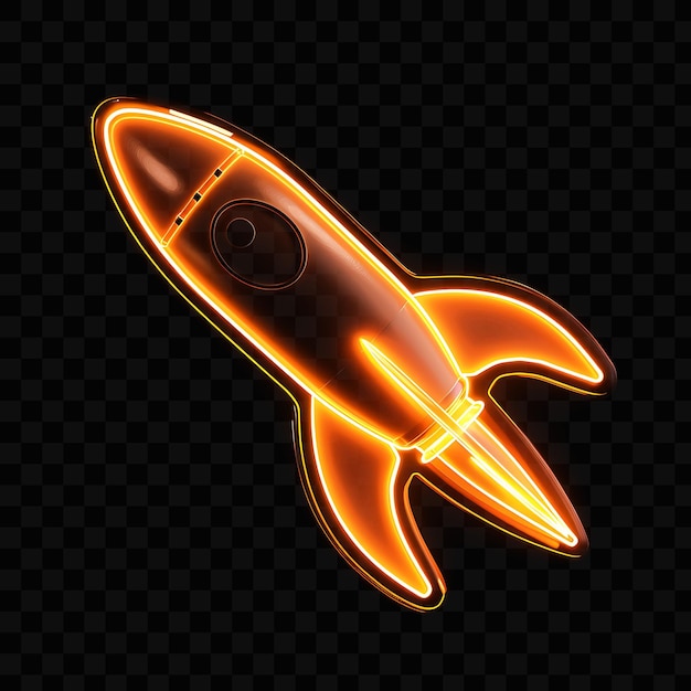 PSD icono de cohete 3d con forma aerodinámica hecho con plástico esmaltado psd y2k diseño de logotipo web de neón brillante